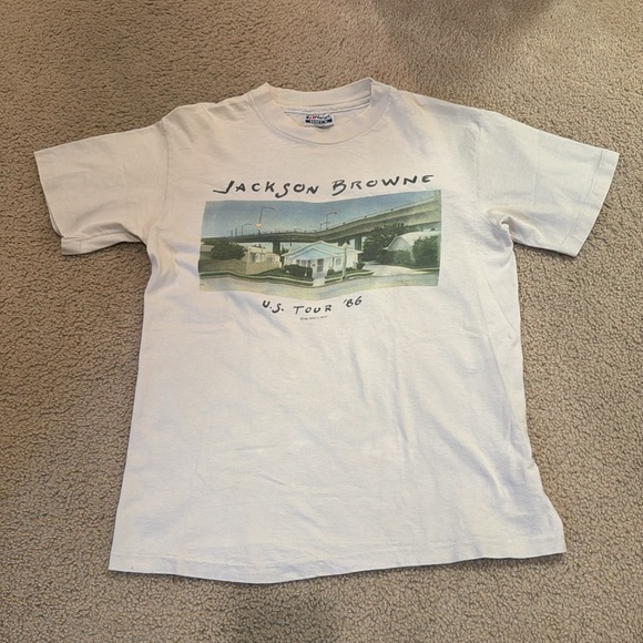 Vintage Made in USA Single Stitch Jackson Browne US Tour 1986 Graphic T shirt - Picture 2 of 6